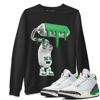 Air Jordan 3 Lucky Green Sneaker Match Tees 3D Paint Roller Sneaker Tees AJ3 Lucky Green Sneaker Release Tees Unisex Shirts Black 1