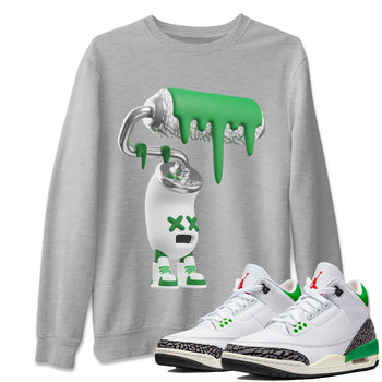 Air Jordan 3 Lucky Green Sneaker Match Tees 3D Paint Roller Sneaker Tees AJ3 Lucky Green Sneaker Release Tees Unisex Shirts Heather Grey 1