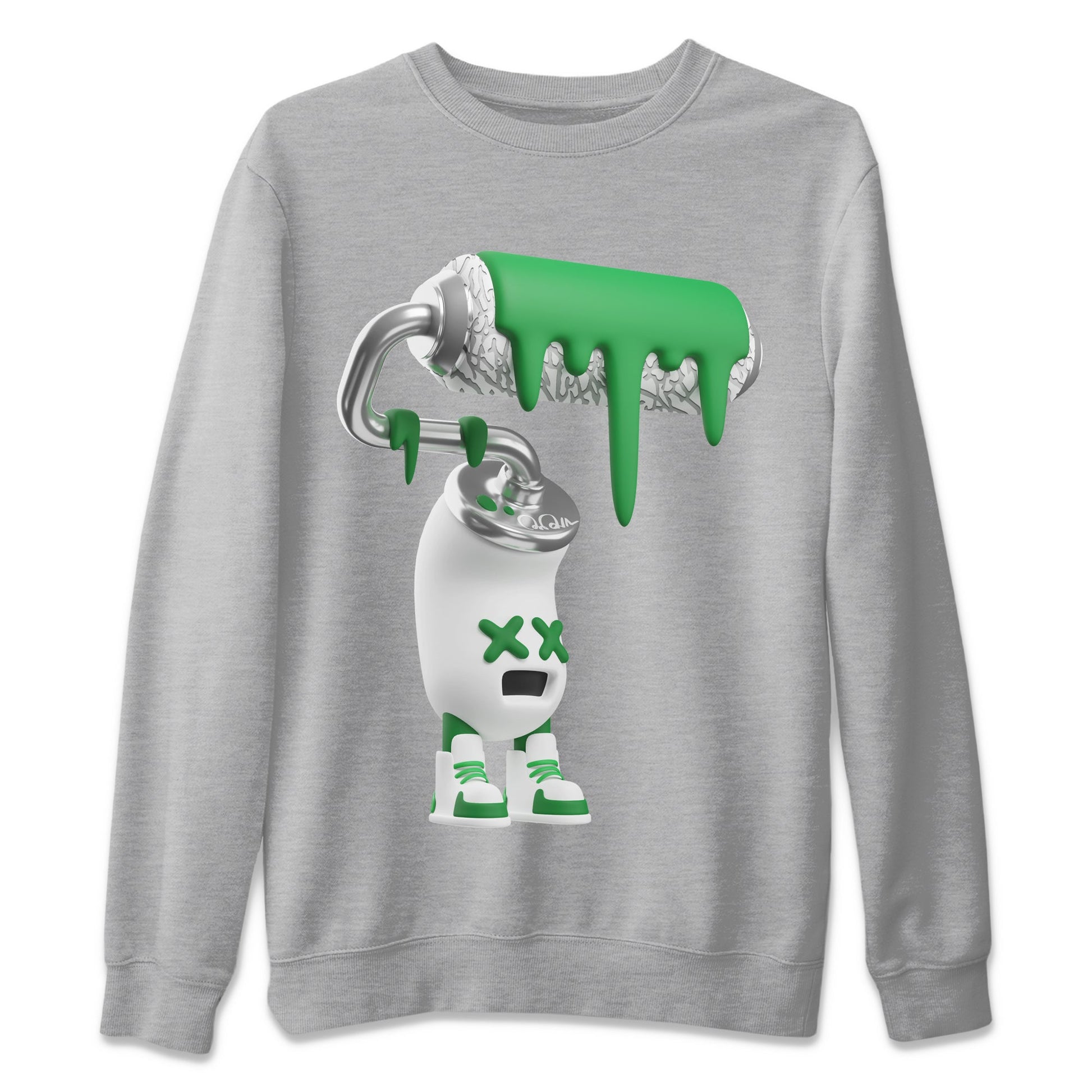 Air Jordan 3 Lucky Green Sneaker Match Tees 3D Paint Roller Sneaker Tees AJ3 Lucky Green Sneaker Release Tees Unisex Shirts Heather Grey 2