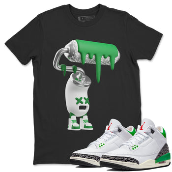 Air Jordan 3 Lucky Green Sneaker Match Tees 3D Paint Roller Sneaker Tees AJ3 Lucky Green Sneaker Release Tees Unisex Shirts Black 1