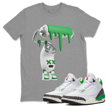 Air Jordan 3 Lucky Green Sneaker Match Tees 3D Paint Roller Sneaker Tees AJ3 Lucky Green Sneaker Release Tees Unisex Shirts Heather Grey 1