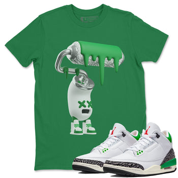 Air Jordan 3 Lucky Green Sneaker Match Tees 3D Paint Roller Sneaker Tees AJ3 Lucky Green Sneaker Release Tees Unisex Shirts Kelly Green 1