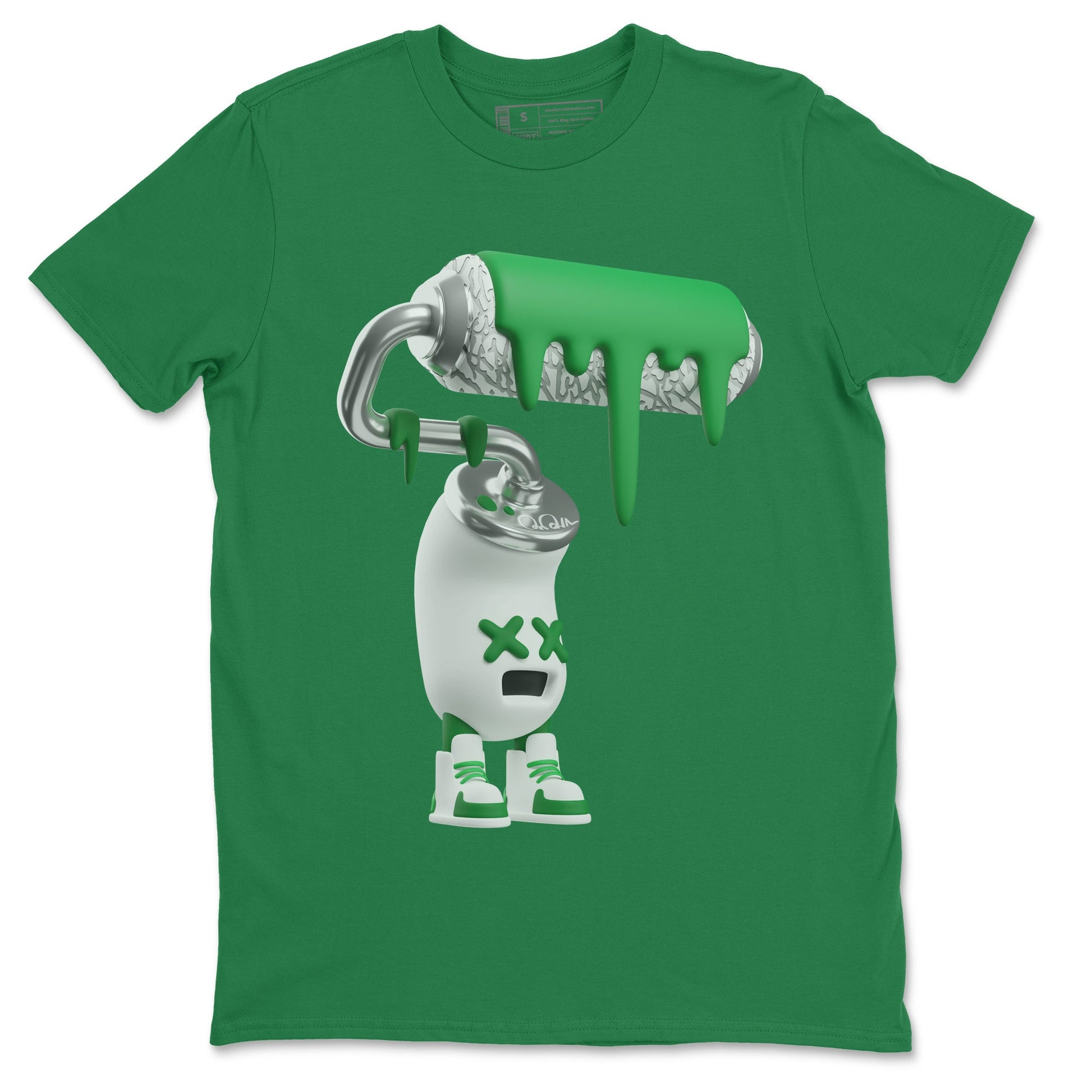 Air Jordan 3 Lucky Green Sneaker Match Tees 3D Paint Roller Sneaker Tees AJ3 Lucky Green Sneaker Release Tees Unisex Shirts Kelly Green 2