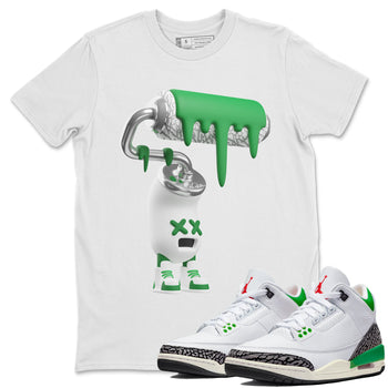 Air Jordan 3 Lucky Green Sneaker Match Tees 3D Paint Roller Sneaker Tees AJ3 Lucky Green Sneaker Release Tees Unisex Shirts White 1