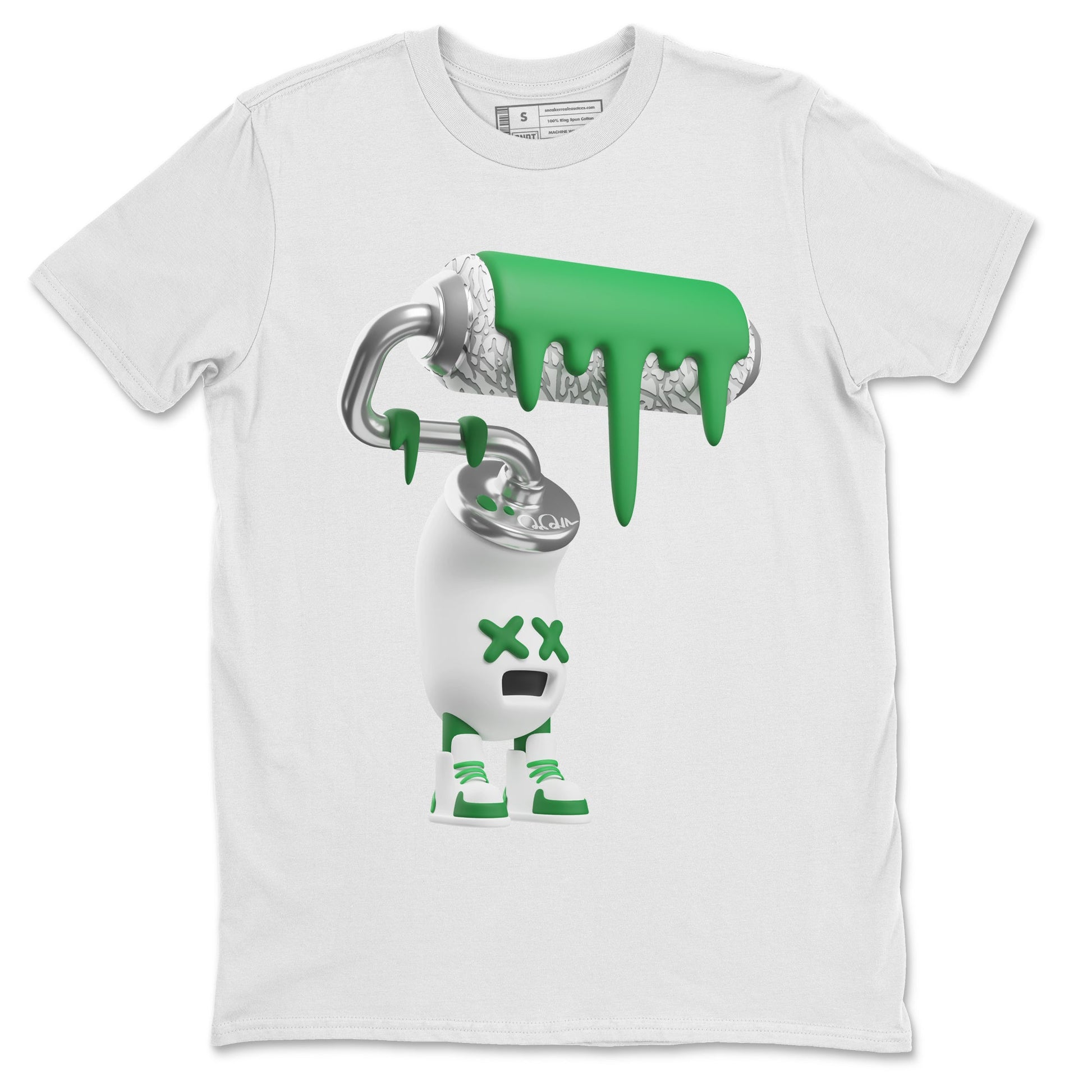 Air Jordan 3 Lucky Green Sneaker Match Tees 3D Paint Roller Sneaker Tees AJ3 Lucky Green Sneaker Release Tees Unisex Shirts White 2