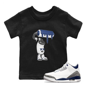 3s Midnight Navy shirt to match jordans 3D Paint Roller sneaker tees Air Jordan 3 Midnight Navy SNRT sneaker release tees baby toddler Black 1 cotton Shirt