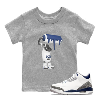 3s Midnight Navy shirt to match jordans 3D Paint Roller sneaker tees Air Jordan 3 Midnight Navy SNRT sneaker release tees baby toddler Heather Grey 1 cotton Shirt
