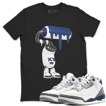 3s Midnight Navy shirt to match jordans 3D Paint Roller sneaker tees Air Jordan 3 Midnight Navy SNRT Sneaker Release Tees unisex cotton Black 1 crew neck shirt