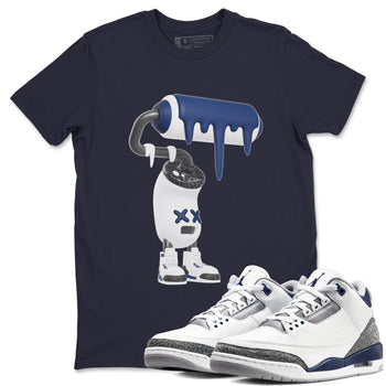 3s Midnight Navy shirt to match jordans 3D Paint Roller sneaker tees Air Jordan 3 Midnight Navy SNRT Sneaker Release Tees unisex cotton Navy 1 crew neck shirt