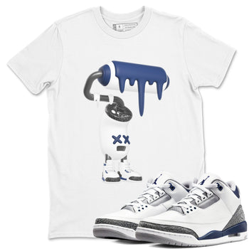 3s Midnight Navy shirt to match jordans 3D Paint Roller sneaker tees Air Jordan 3 Midnight Navy SNRT Sneaker Release Tees unisex cotton White 1 crew neck shirt