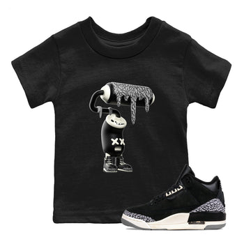 Air Jordan 3 Off Noir shirt to match jordans 3D Paint Roller sneaker tees AJ3 Off Noir SNRT Sneaker Release Tees Baby Toddler Black 1 T-Shirt