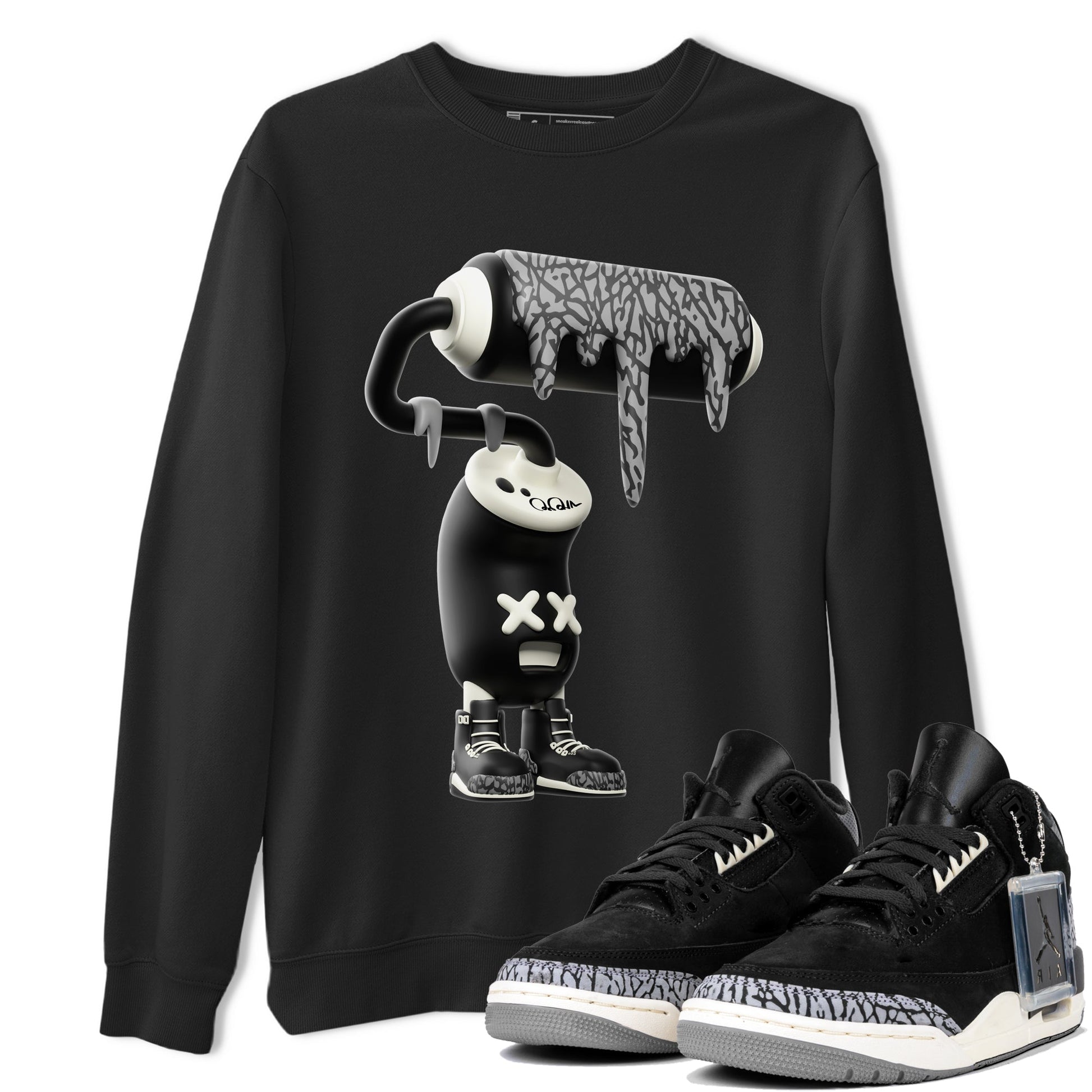 Air Jordan 3 Off Noir shirt to match jordans 3D Paint Roller sneaker tees AJ3 Off Noir SNRT Sneaker Release Tees Unisex Black 1 T-Shirt