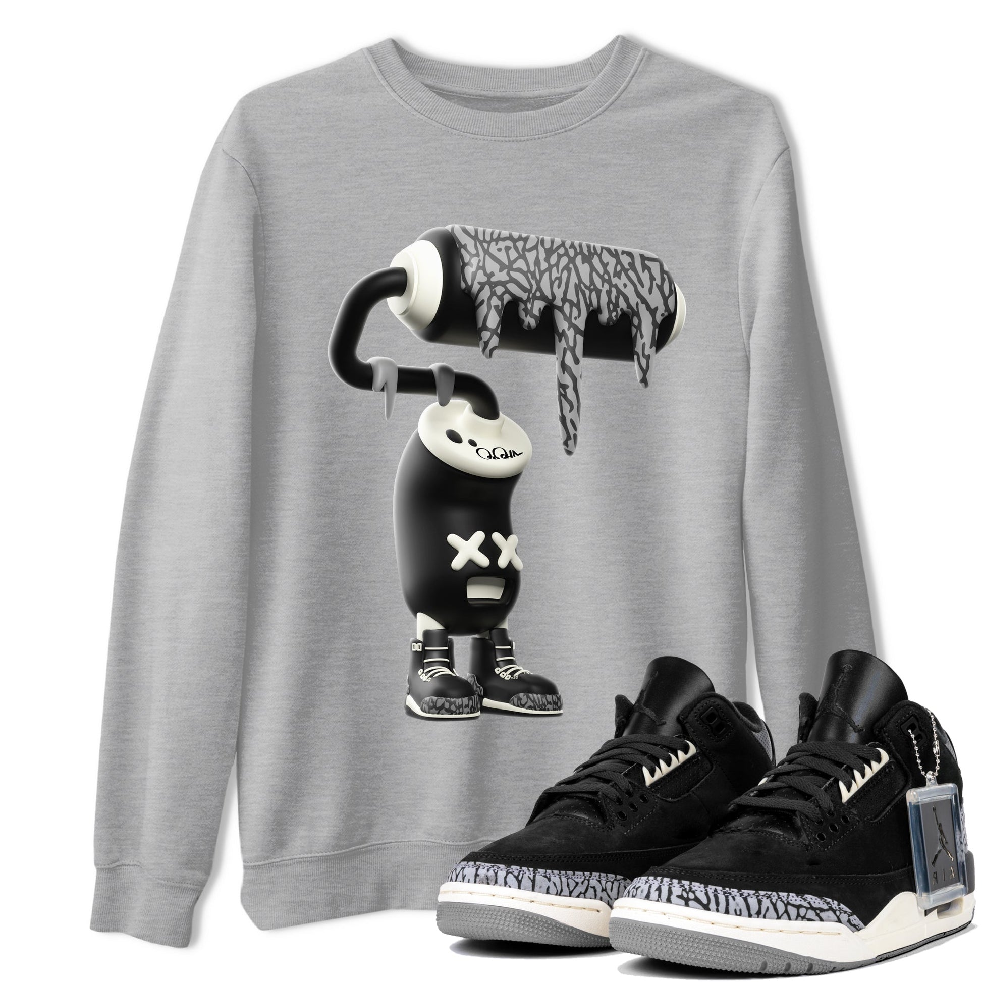 Air Jordan 3 Off Noir shirt to match jordans 3D Paint Roller sneaker tees AJ3 Off Noir SNRT Sneaker Release Tees Unisex Heather Grey 1 T-Shirt
