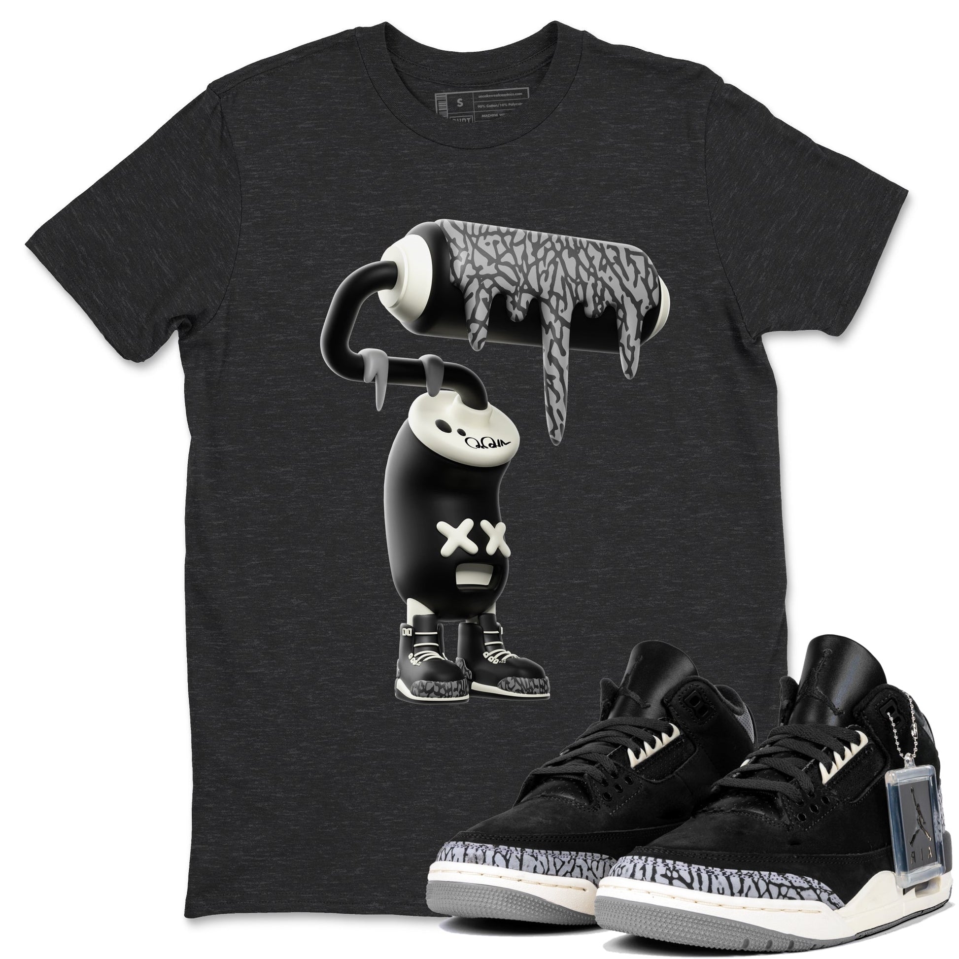 Air Jordan 3 Off Noir shirt to match jordans 3D Paint Roller sneaker tees AJ3 Off Noir SNRT Sneaker Release Tees Unisex Charcoal Heather 1 T-Shirt