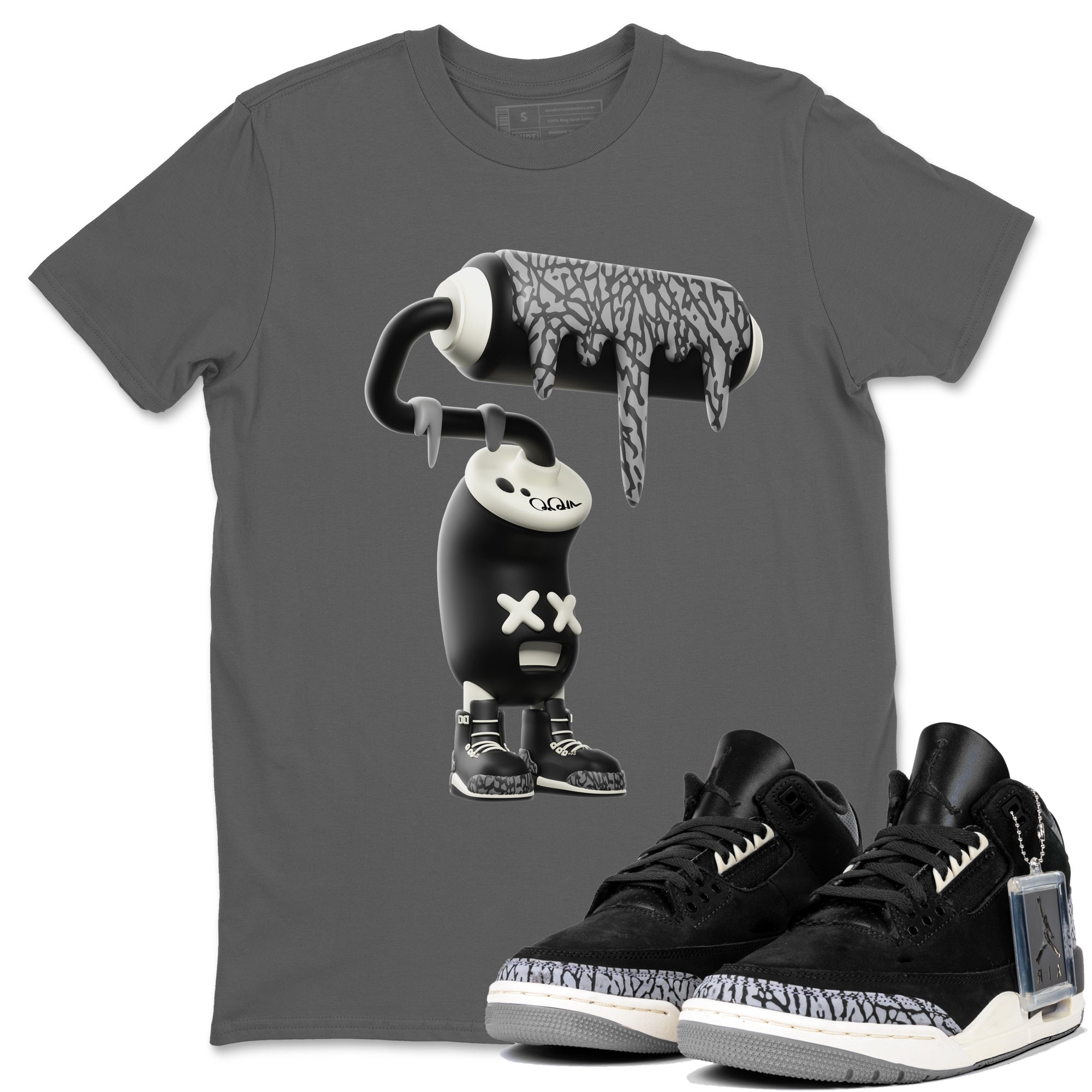 Air Jordan 3 Off Noir shirt to match jordans 3D Paint Roller sneaker tees AJ3 Off Noir SNRT Sneaker Release Tees Unisex Cool Grey 1 T-Shirt