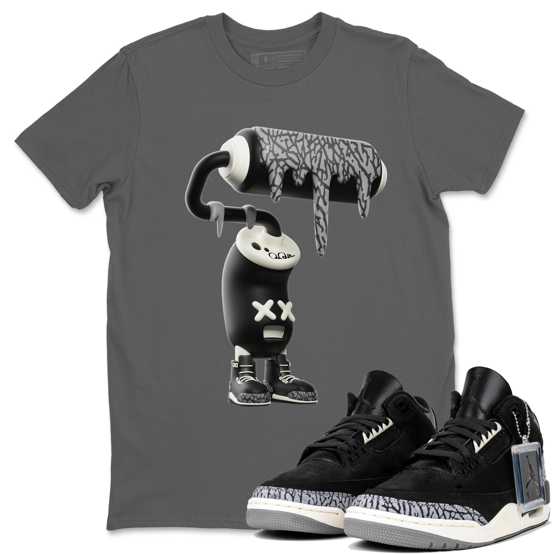 Air Jordan 3 Off Noir shirt to match jordans 3D Paint Roller sneaker tees AJ3 Off Noir SNRT Sneaker Release Tees Unisex Cool Grey 1 T-Shirt