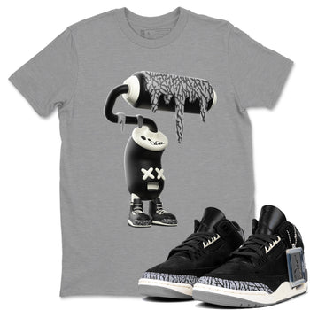 Air Jordan 3 Off Noir shirt to match jordans 3D Paint Roller sneaker tees AJ3 Off Noir SNRT Sneaker Release Tees Unisex Heather Grey 1 T-Shirt