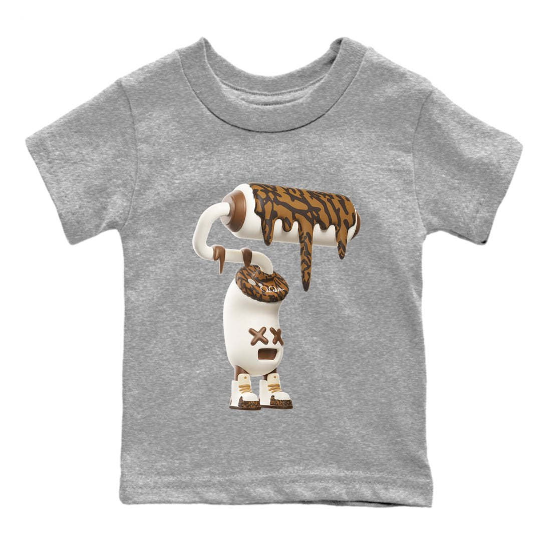 Air Jordan 3 Palomino Sneaker Match Tees 3D Paint Roller Sneaker Tees AJ3 Palomino Sneaker Release Tees Kids Shirts Heather Grey 2