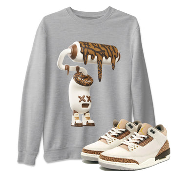 Air Jordan 3 Palomino Sneaker Match Tees 3D Paint Roller Sneaker Tees AJ3 Palomino Sneaker Release Tees Unisex Shirts Heather Grey 1
