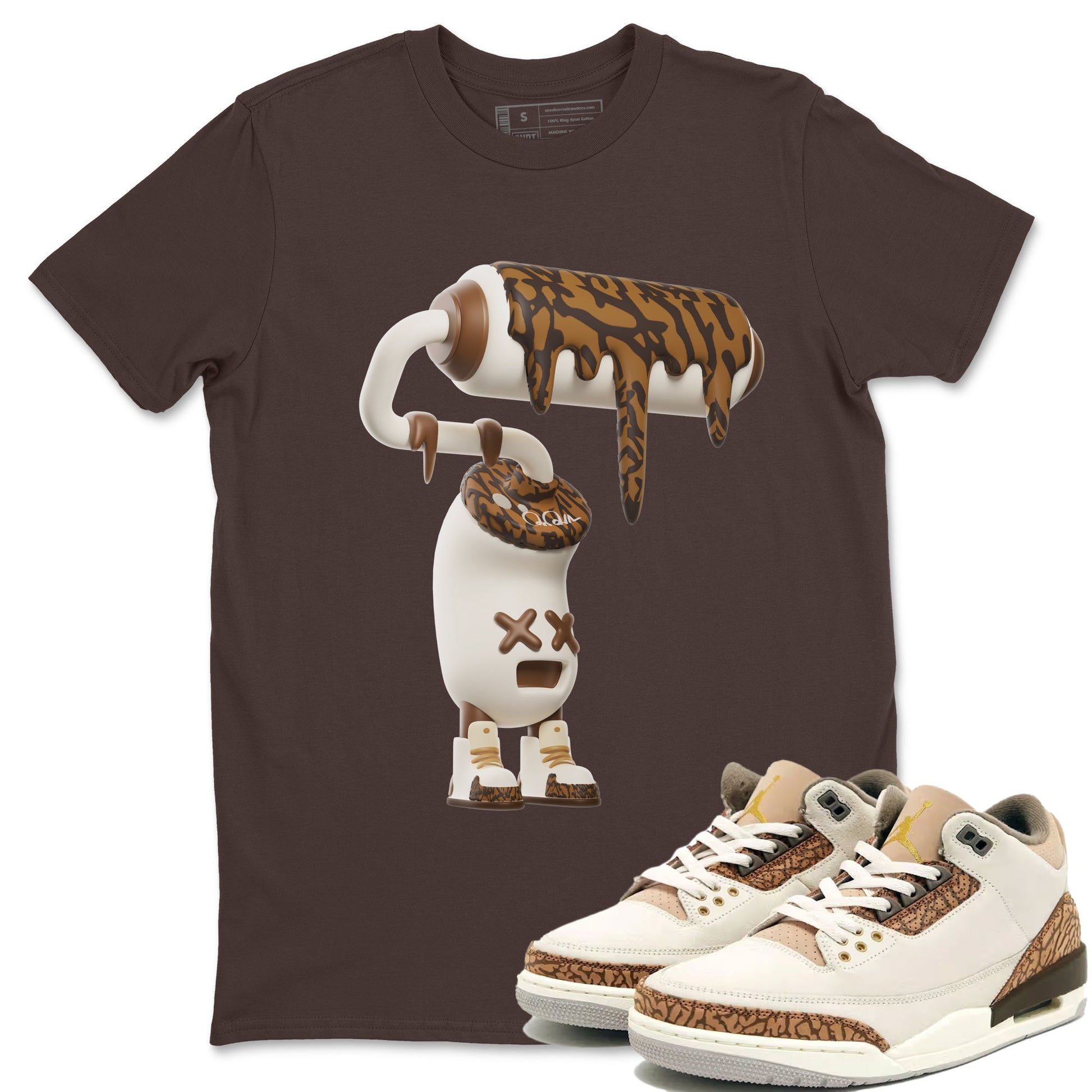 Air Jordan 3 Palomino Sneaker Match Tees 3D Paint Roller Sneaker Tees AJ3 Palomino Sneaker Release Tees Unisex Shirts Dark Chocolate 1