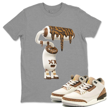 Air Jordan 3 Palomino Sneaker Match Tees 3D Paint Roller Sneaker Tees AJ3 Palomino Sneaker Release Tees Unisex Shirts Heather Grey 1