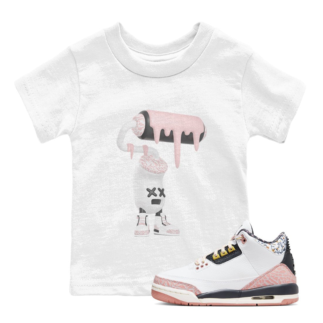 Air Jordan 3 GS Vintage Floral shirt to match jordans 3D Paint Roller sneaker tees Air Jordan 3 Vintage Floral SNRT sneaker release tees baby toddler White 1 cotton Shirt