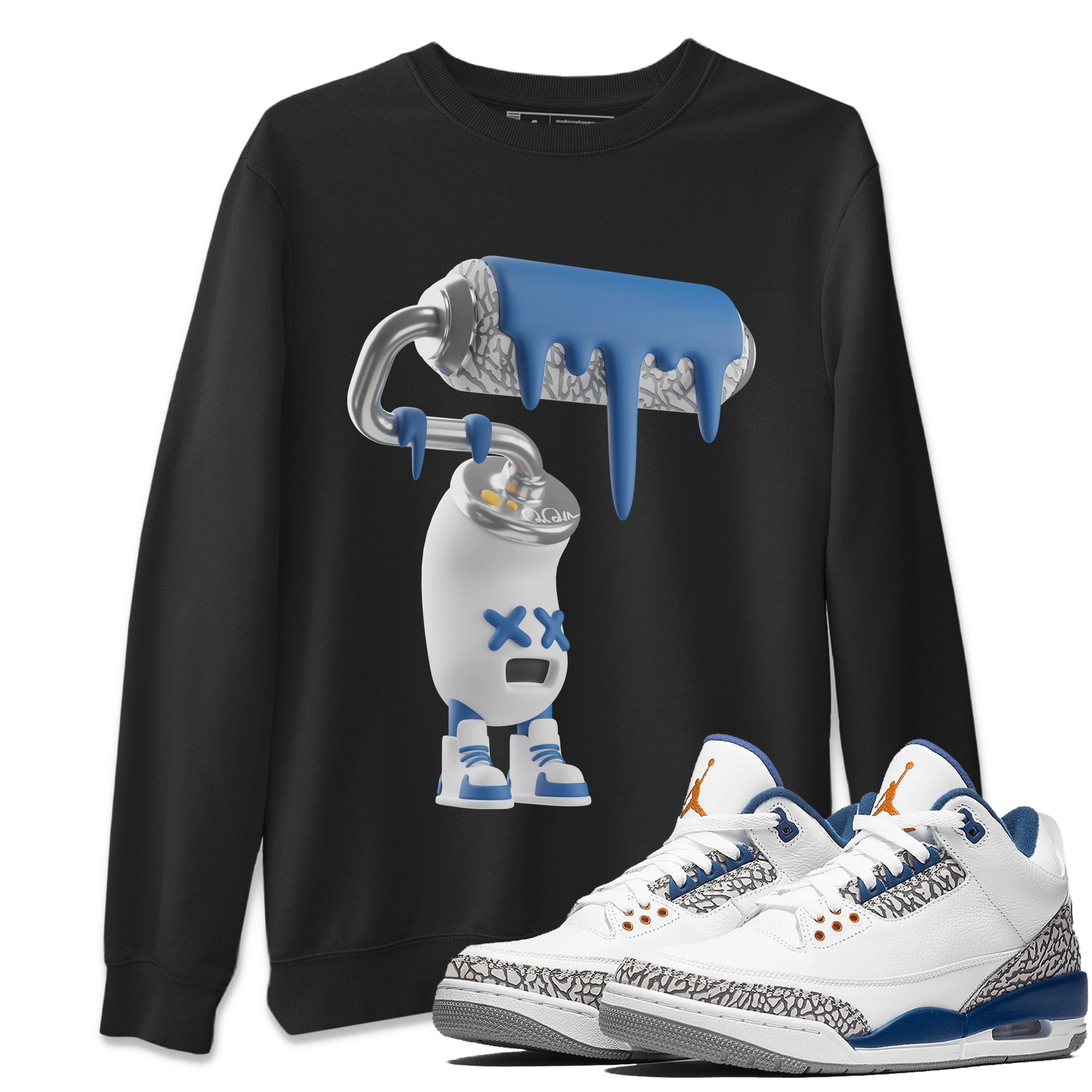 Air Jordan 3 Wizards Sneaker Match Tees 3D Paint Roller Sneaker Tees AJ3 NBA Wizards  Sneaker Release Tees Unisex Shirts Black 1