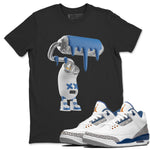 Air Jordan 3 Wizards Sneaker Match Tees 3D Paint Roller Sneaker Tees AJ3 NBA Wizards  Sneaker Release Tees Unisex Shirts Black 1