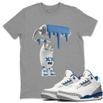 Air Jordan 3 Wizards Sneaker Match Tees 3D Paint Roller Sneaker Tees AJ3 NBA Wizards  Sneaker Release Tees Unisex Shirts Heather Grey 1