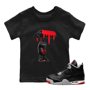 4s Bred Reimagined shirt to match jordans 3D Paint Roller sneaker tees Air Jordan 4 Bred Reimagined SNRT Sneaker Release Tees Baby Toddler Black 1 T-Shirt