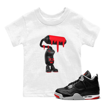 4s Bred Reimagined shirt to match jordans 3D Paint Roller sneaker tees Air Jordan 4 Bred Reimagined SNRT Sneaker Release Tees Baby Toddler White 1 T-Shirt