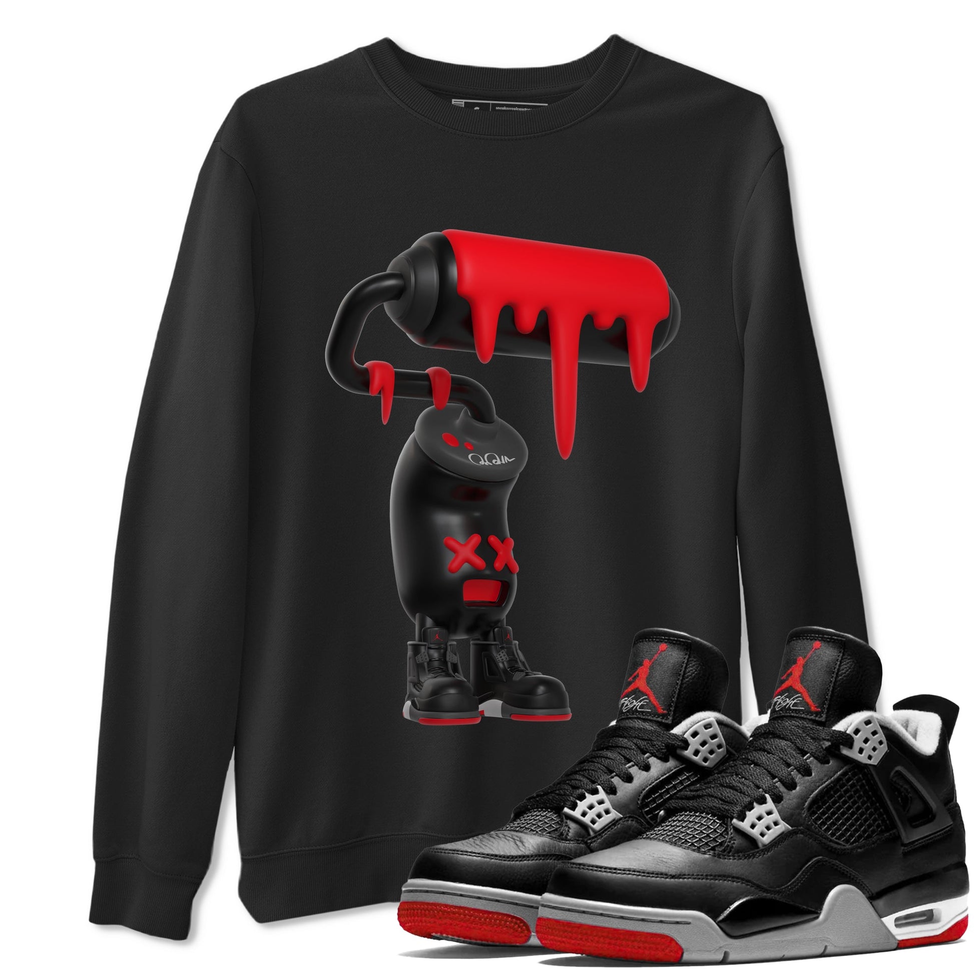 4s Bred Reimagined shirt to match jordans 3D Paint Roller sneaker tees Air Jordan 4 Bred Reimagined SNRT Sneaker Release Tees Unisex Black 1 T-Shirt