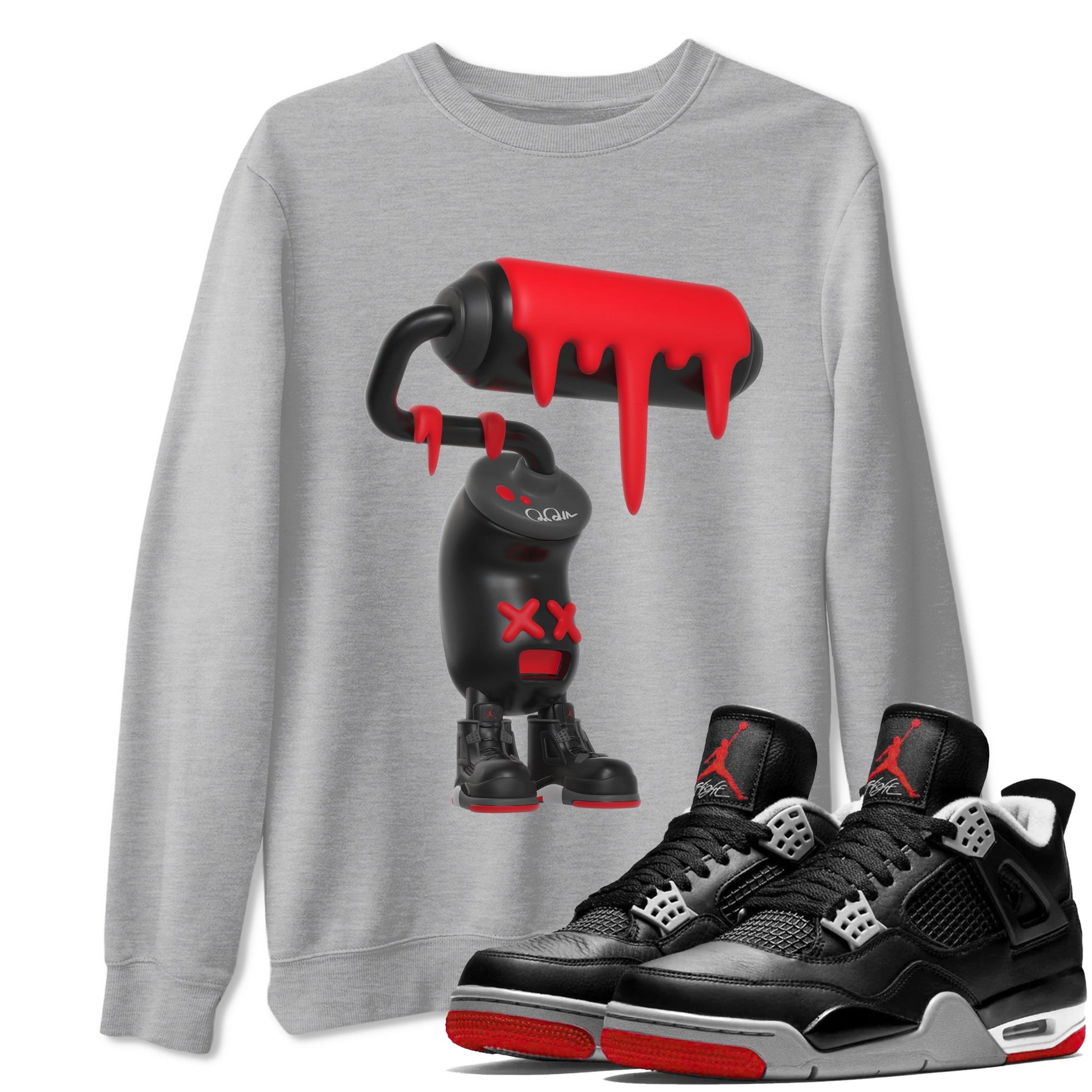 4s Bred Reimagined shirt to match jordans 3D Paint Roller sneaker tees Air Jordan 4 Bred Reimagined SNRT Sneaker Release Tees Unisex Heather Grey 1 T-Shirt