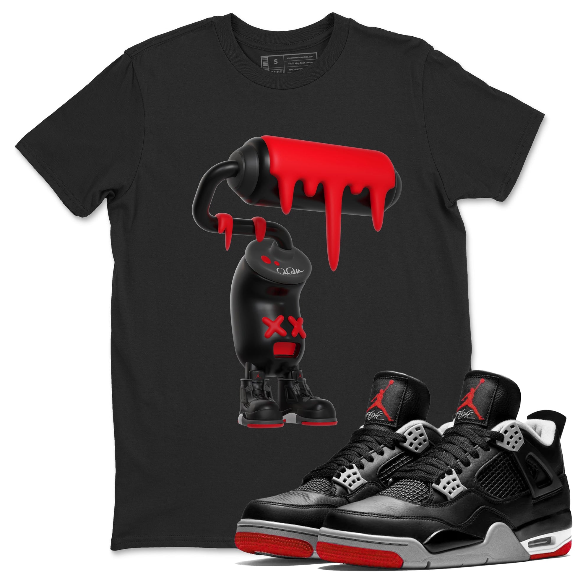 4s Bred Reimagined shirt to match jordans 3D Paint Roller sneaker tees Air Jordan 4 Bred Reimagined SNRT Sneaker Release Tees Unisex Black 1 T-Shirt