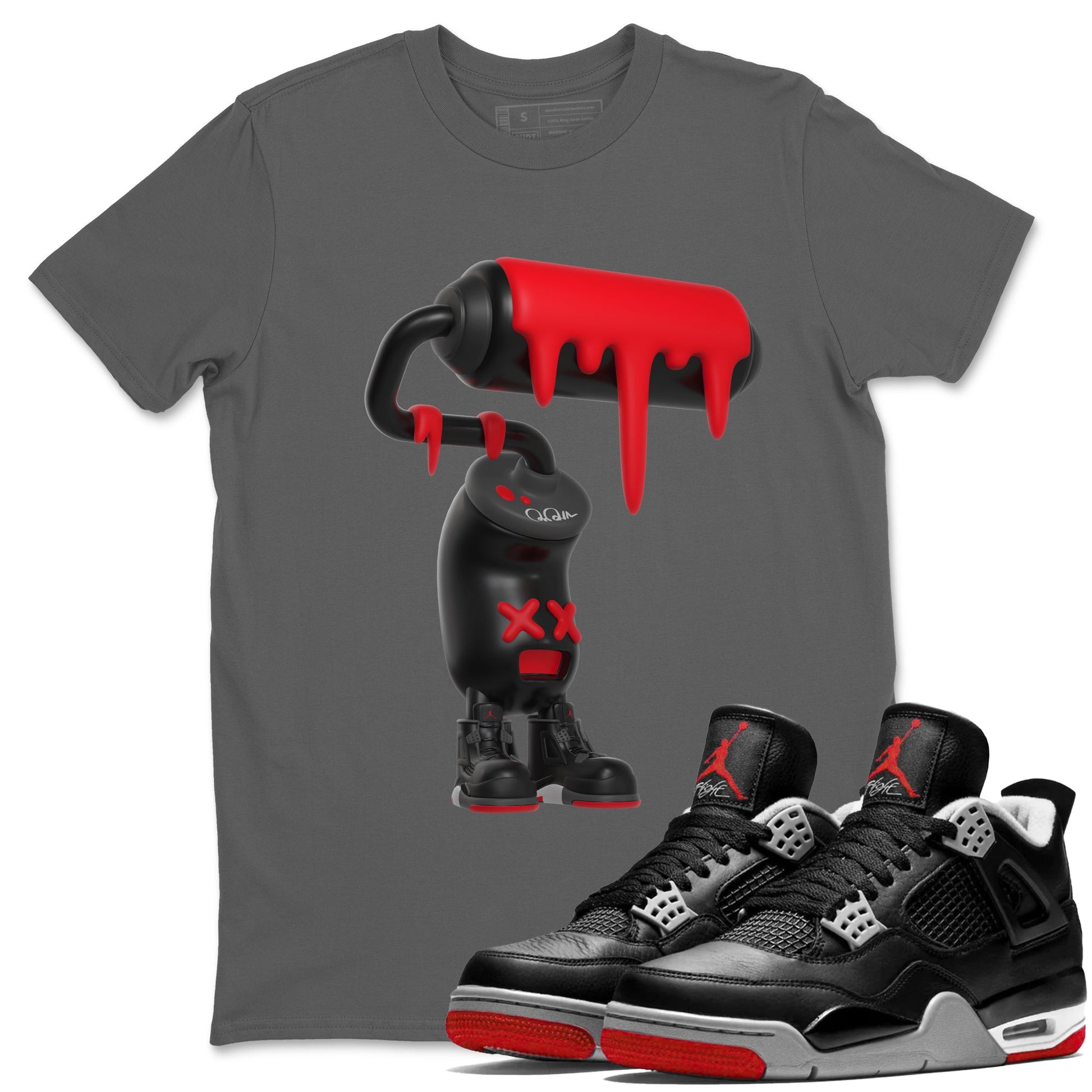 4s Bred Reimagined shirt to match jordans 3D Paint Roller sneaker tees Air Jordan 4 Bred Reimagined SNRT Sneaker Release Tees Unisex Cool Grey 1 T-Shirt