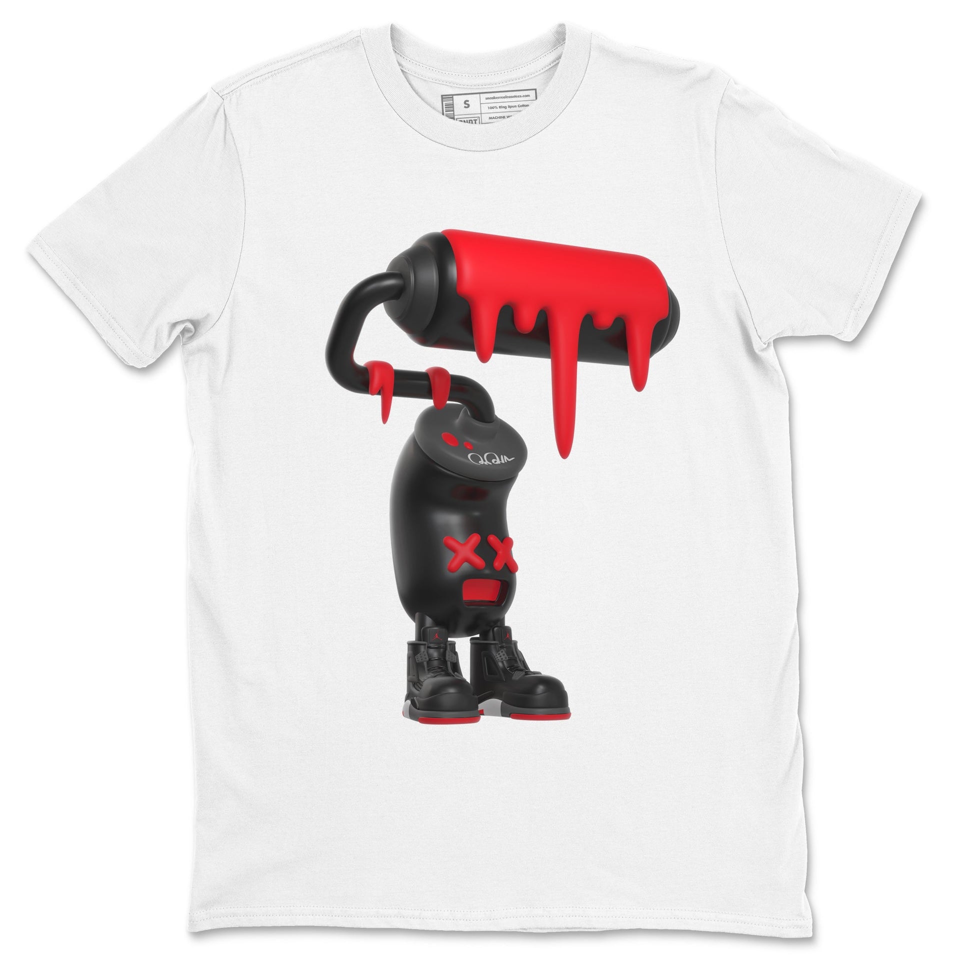 4s Bred Reimagined shirt to match jordans 3D Paint Roller sneaker tees Air Jordan 4 Bred Reimagined SNRT Sneaker Release Tees Unisex White 2 T-Shirt