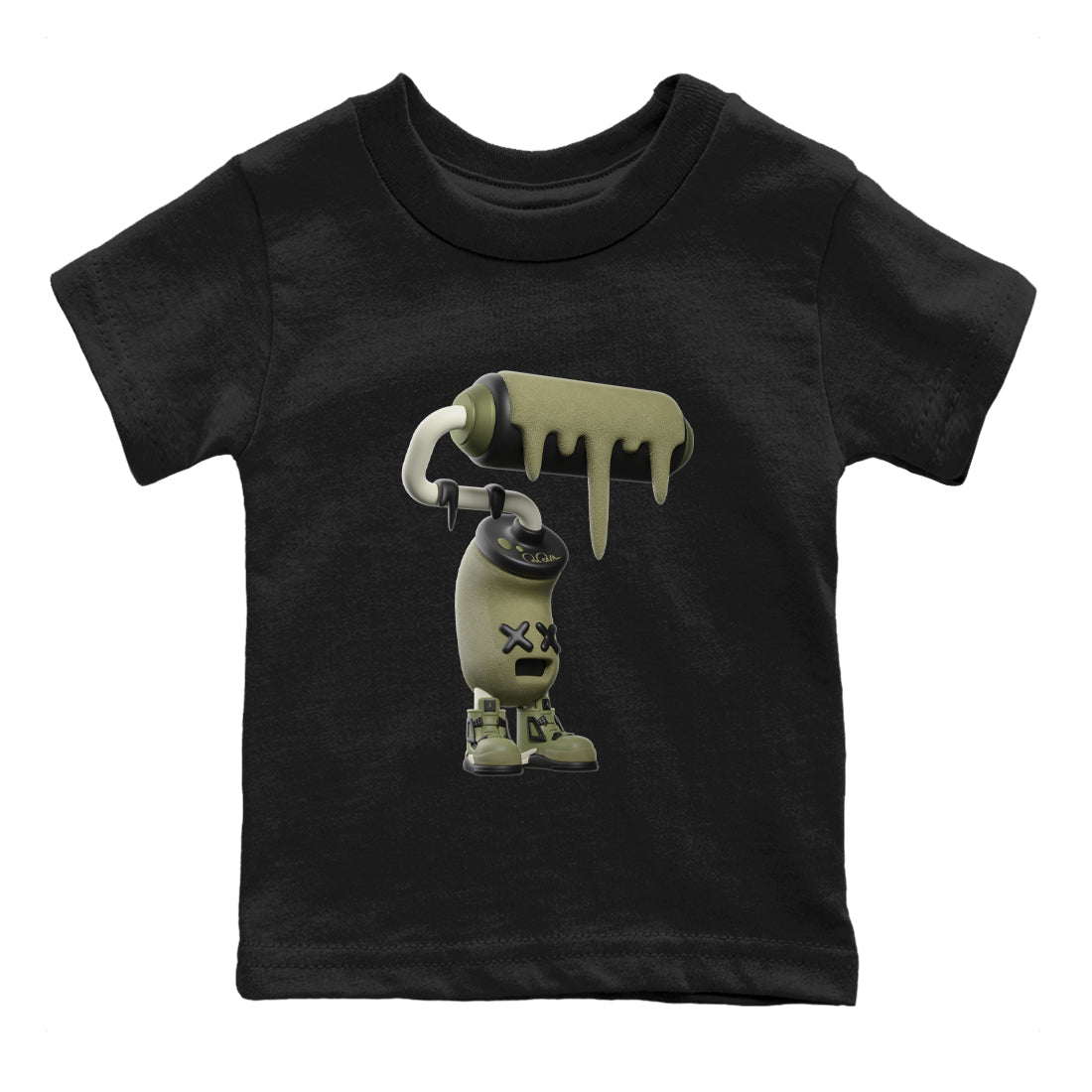 Air Jordan 4 Medium Olive shirt to match jordans 3D Paint Roller sneaker tees AJ4Medium Olive SNRT Sneaker Release Tees Baby Toddler Black 2 T-Shirt