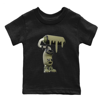 Air Jordan 4 Medium Olive shirt to match jordans 3D Paint Roller sneaker tees AJ4Medium Olive SNRT Sneaker Release Tees Baby Toddler Black 2 T-Shirt