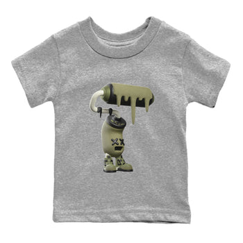 Air Jordan 4 Medium Olive shirt to match jordans 3D Paint Roller sneaker tees AJ4Medium Olive SNRT Sneaker Release Tees Baby Toddler Heather Grey 2 T-Shirt