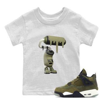 Air Jordan 4 Medium Olive shirt to match jordans 3D Paint Roller sneaker tees AJ4Medium Olive SNRT Sneaker Release Tees Baby Toddler White 1 T-Shirt