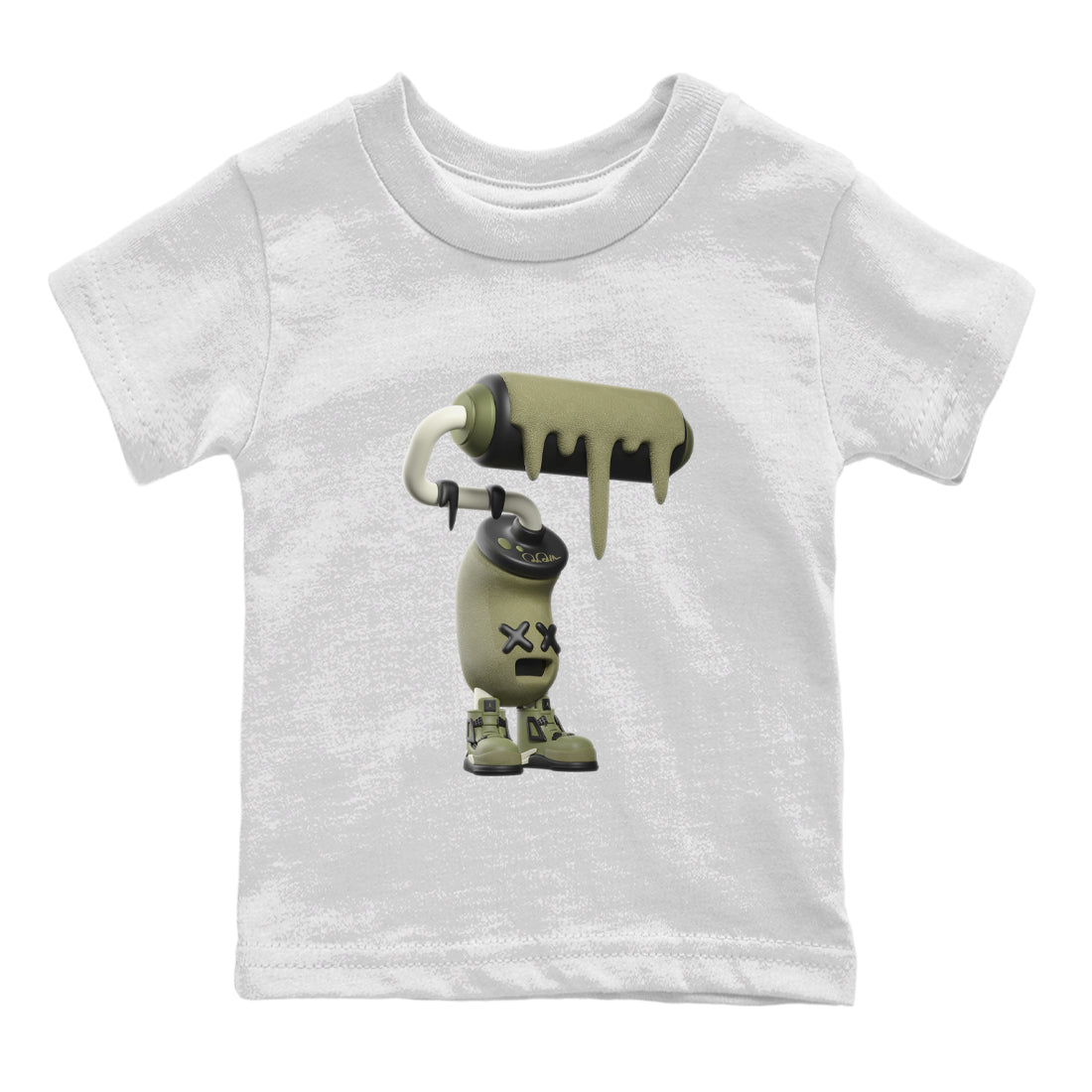 Air Jordan 4 Medium Olive shirt to match jordans 3D Paint Roller sneaker tees AJ4Medium Olive SNRT Sneaker Release Tees Baby Toddler White 2 T-Shirt