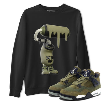 Air Jordan 4 Medium Olive shirt to match jordans 3D Paint Roller sneaker tees AJ4Medium Olive SNRT Sneaker Release Tees Unisex Black 1 T-Shirt