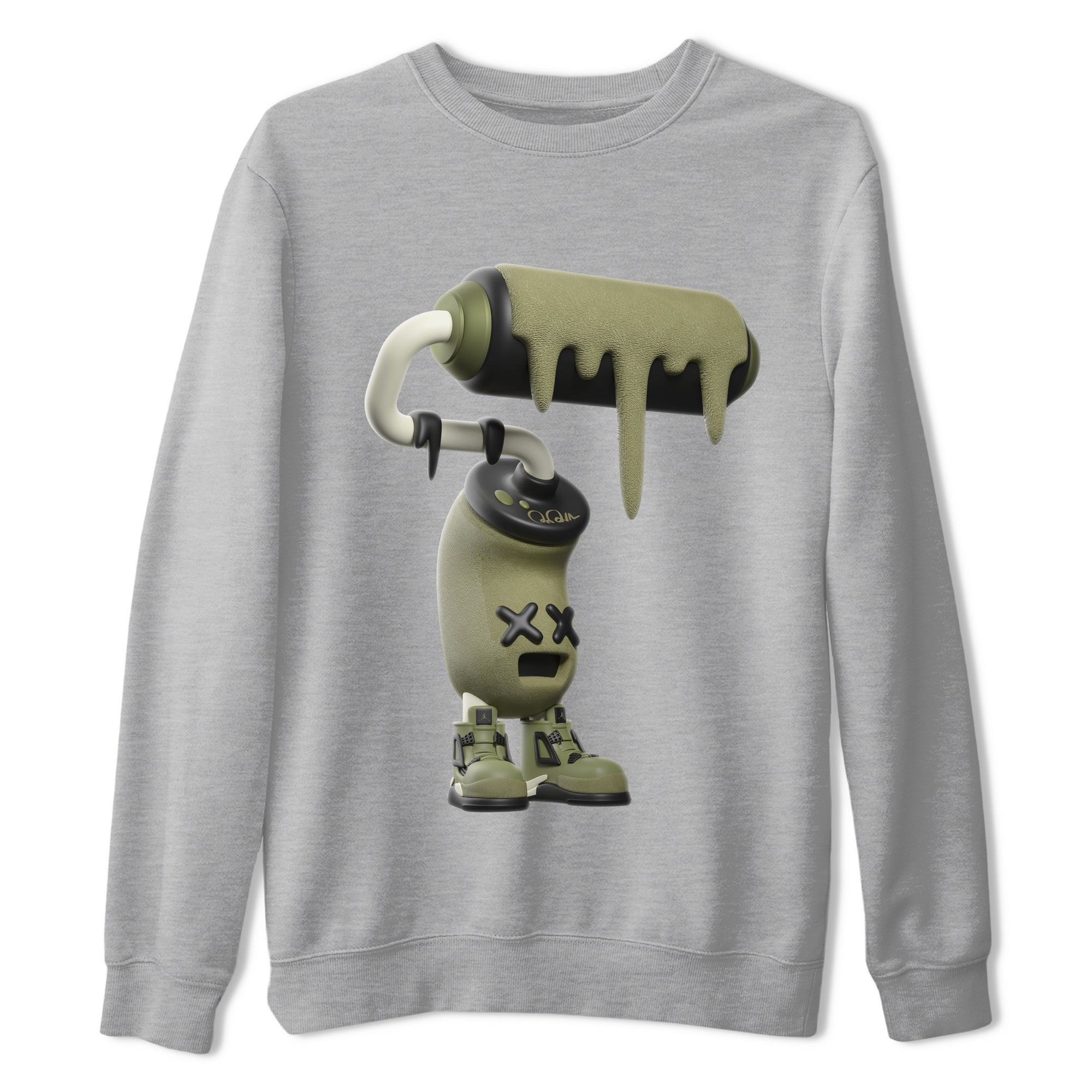 Air Jordan 4 Medium Olive shirt to match jordans 3D Paint Roller sneaker tees AJ4Medium Olive SNRT Sneaker Release Tees Unisex Heather Grey 2 T-Shirt