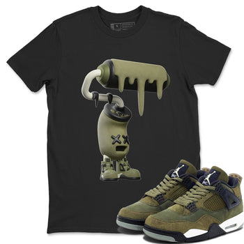 Air Jordan 4 Medium Olive shirt to match jordans 3D Paint Roller sneaker tees AJ4Medium Olive SNRT Sneaker Release Tees Unisex Black 1 T-Shirt