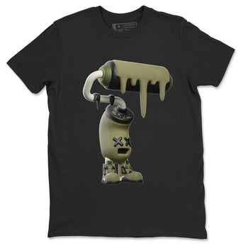Air Jordan 4 Medium Olive shirt to match jordans 3D Paint Roller sneaker tees AJ4Medium Olive SNRT Sneaker Release Tees Unisex Black 2 T-Shirt
