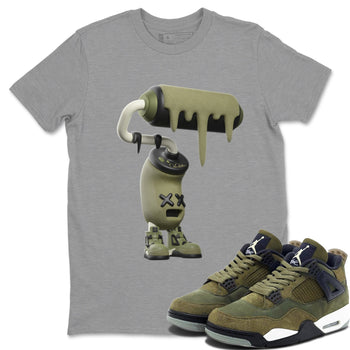 Air Jordan 4 Medium Olive shirt to match jordans 3D Paint Roller sneaker tees AJ4Medium Olive SNRT Sneaker Release Tees Unisex Heather Grey 1 T-Shirt