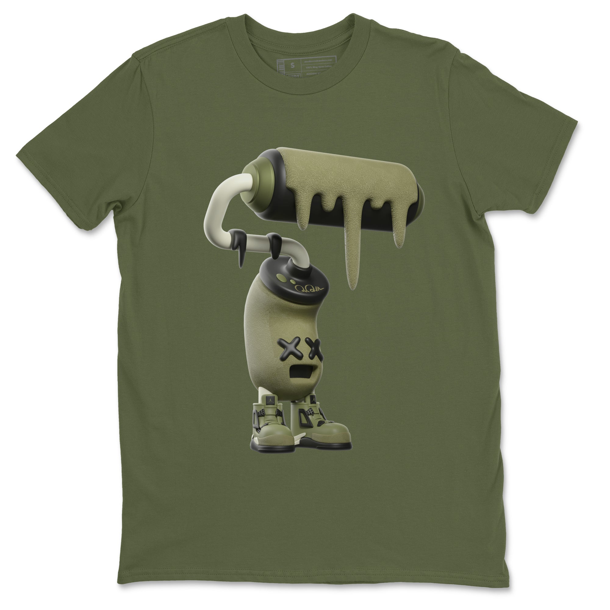 Air Jordan 4 Medium Olive shirt to match jordans 3D Paint Roller sneaker tees AJ4Medium Olive SNRT Sneaker Release Tees Unisex Military Green 2 T-Shirt