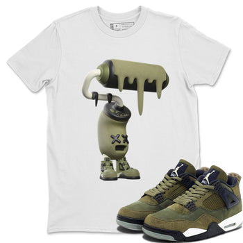Air Jordan 4 Medium Olive shirt to match jordans 3D Paint Roller sneaker tees AJ4Medium Olive SNRT Sneaker Release Tees Unisex White 1 T-Shirt