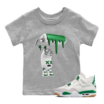 Air Jordan 4 Pine Green 3D Paint Roller Baby and Kids Sneaker Tees AJ4 Pine Green Kids Sneaker Tees Size Chart