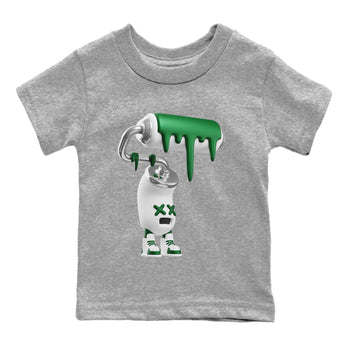 Air Jordan 4 Pine Green Sneaker Match Tees 3D Paint Roller Sneaker Tees AJ4 Pine Green Sneaker Release Tees Kids Shirts Heather Grey 2